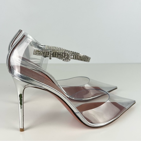 NEW AMINA MUADDI CRYSTAL-EMBELLISHED TRANSPARENT PUMPS - Picture 4 of 14